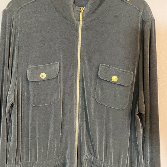 Chicos Liquid Knit Jacket XL Green Resort Military Neutral Minimalist Old Money - Picture 4 of 13